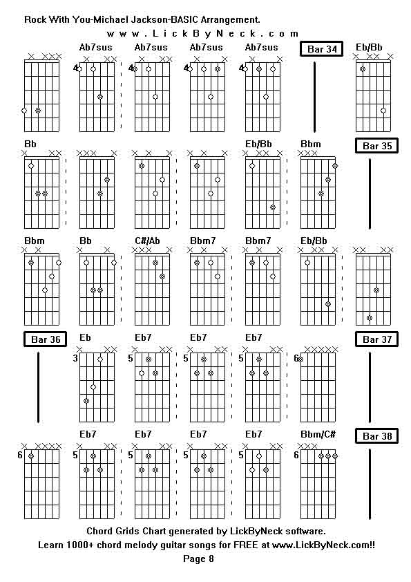 Chord Grids Chart of chord melody fingerstyle guitar song-Rock With You-Michael Jackson-BASIC Arrangement,generated by LickByNeck software.